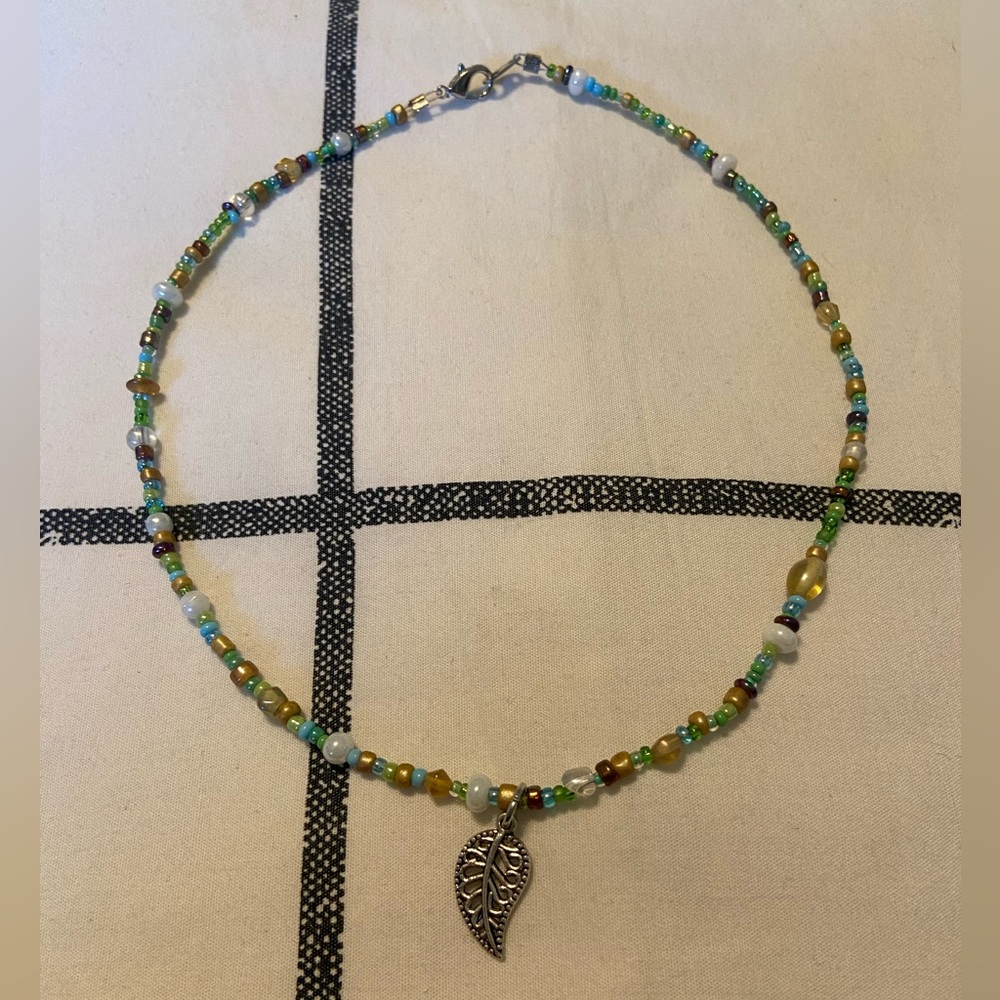 Green Tones Beaded Choker